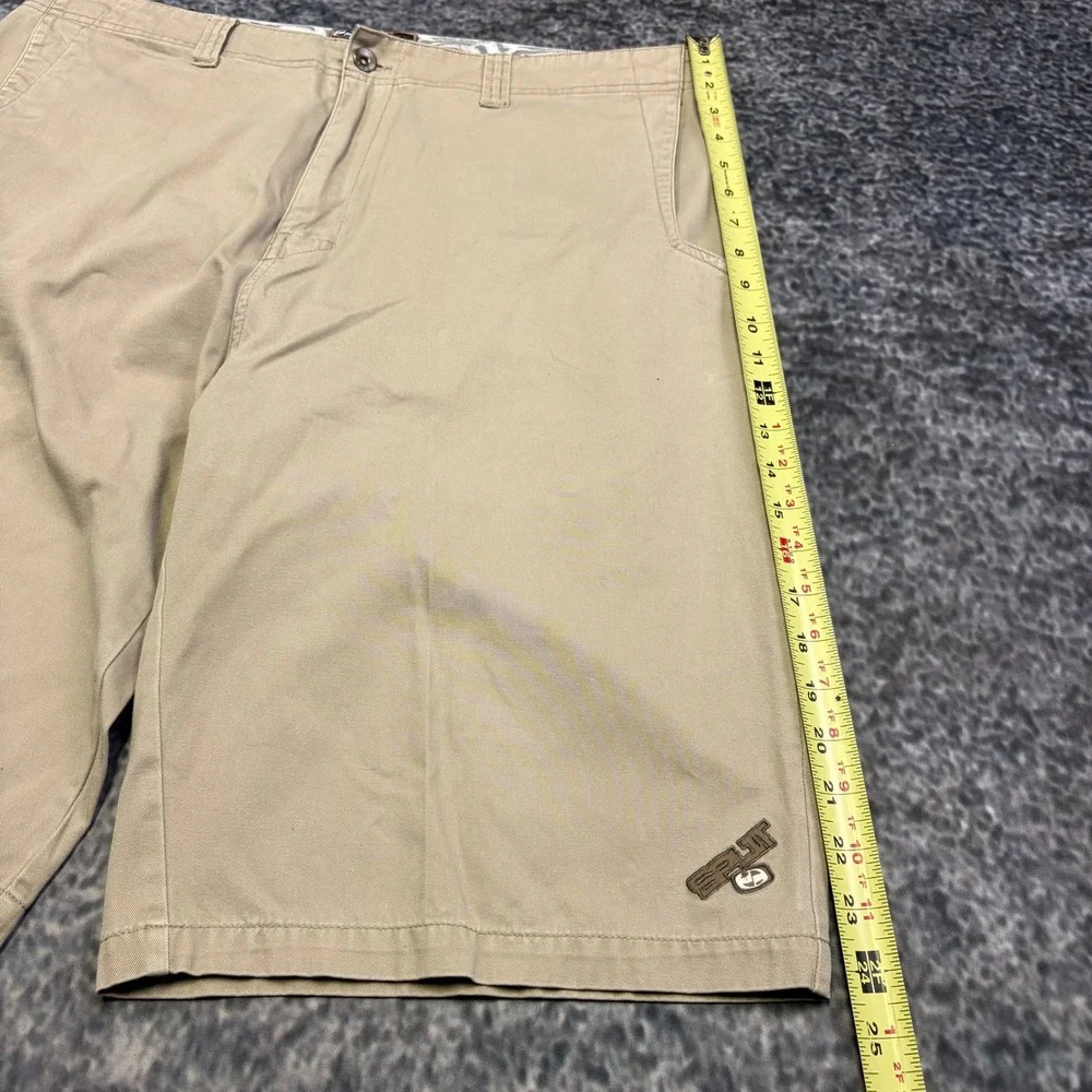 Vintage Y2K Split Shorts Flat Front Chino Mens 36 Tan Baggy Skater BMX Grunge